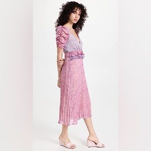 En Saison Charlotte Printed Pleated Midi Dress